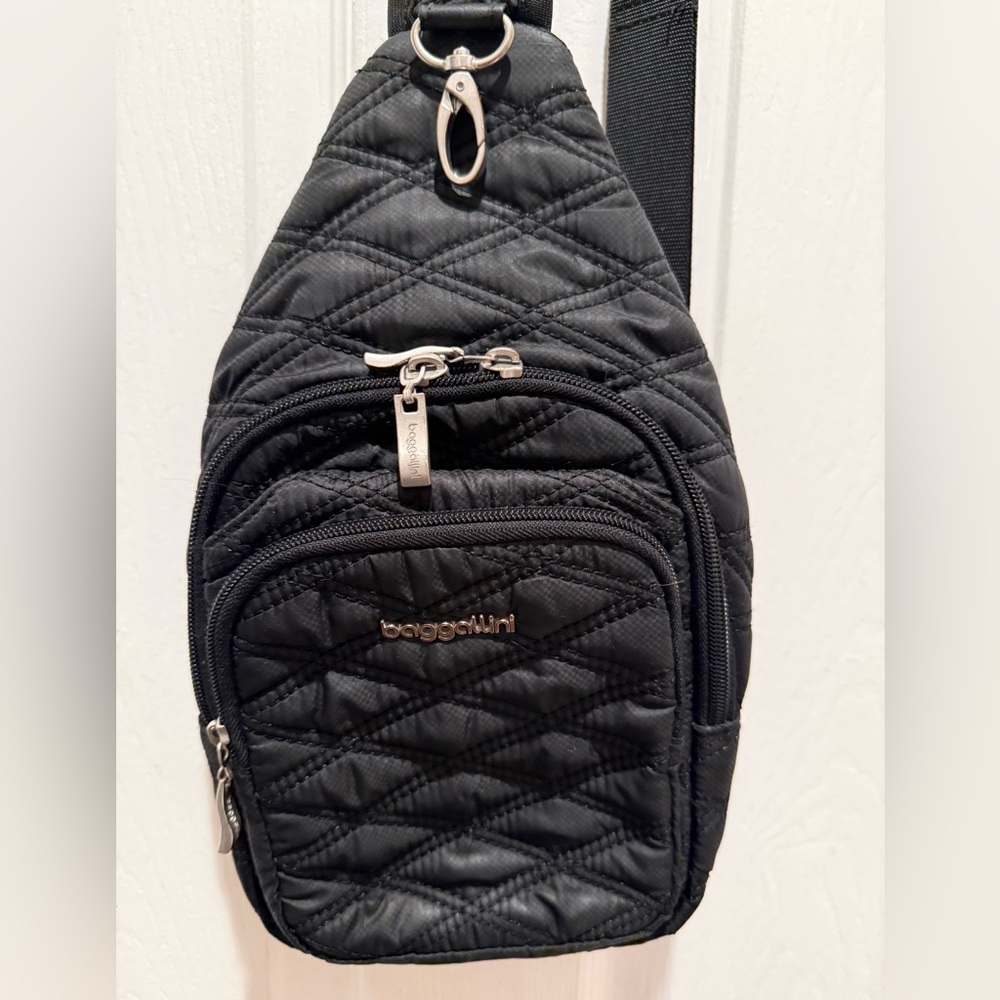 Baggallini Black Quilted Sling Backpack